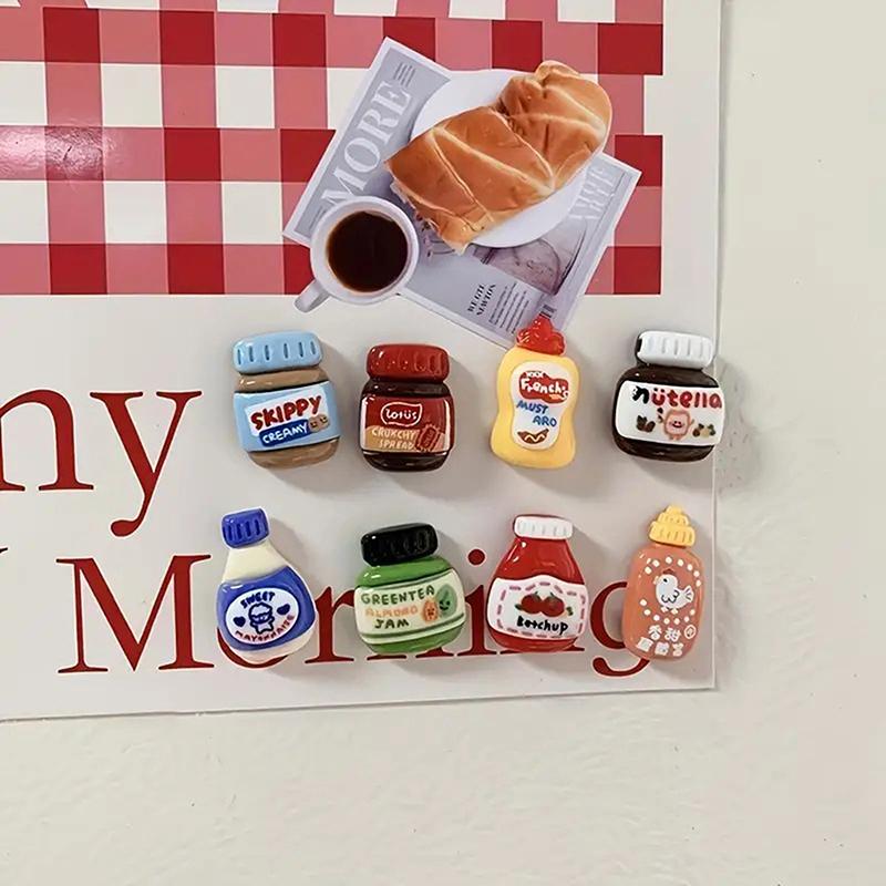 8pcs Refrigerator Magnets, Kawaii Cartoon Food Fridge Magnets, Cute Decorative Magnets Personalized Fridge Magnet Locker Cabinet Kitchen Set 1