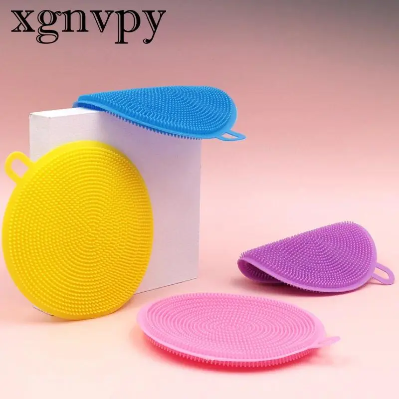 xgnvpy Silicone kitchen cleaning brush Multi-functional household dishwashing brush can remove stains