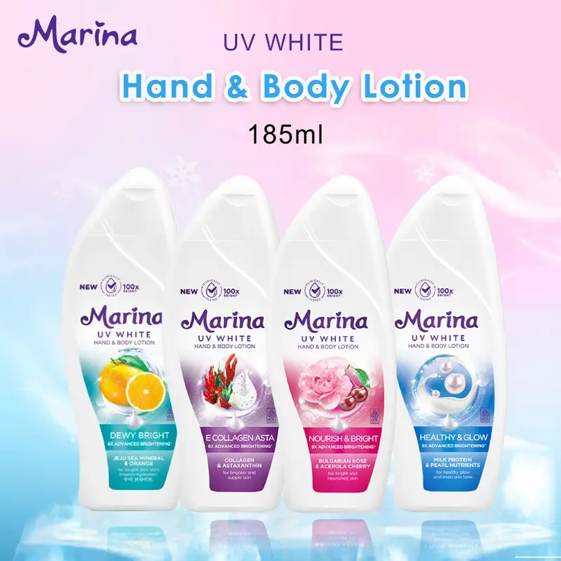 Marina UV White Hand And Body Lotion Nourish and Bright / Healty & Glow / Hydra Bright / E Collagen Asta 185 ml - Losion Badan 185ml 0