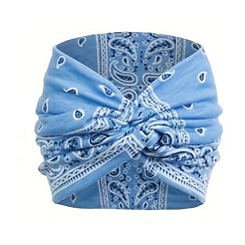 Product Introduction of Boho Women Floral Print Outdoor Headband Sports Elastic Wide Criss Cross  Running Adjustable Headbands Yoga Sweat Absorption Head Band Bandeau Sport Hair Band Hair Accessories 5