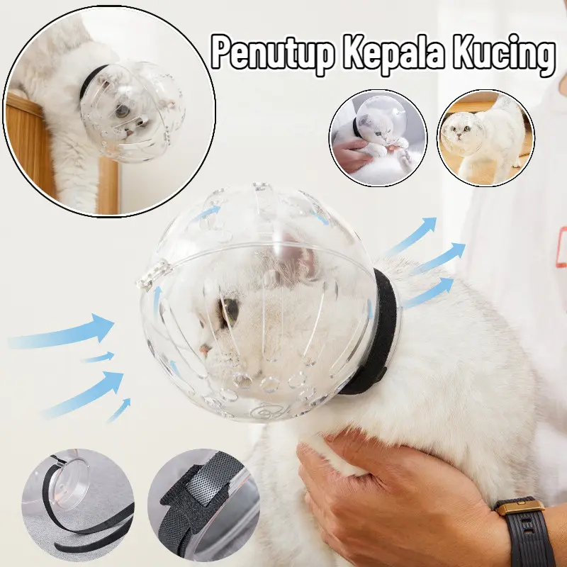 Penutup Pelindung Kepala Kucing / Tudung Kucing / Cat Head Cover-Cegah Menggigit
