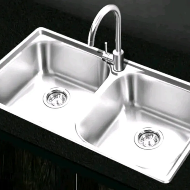chậu rửa chén bát hai hố inox 78*43 có kèm bộ xả