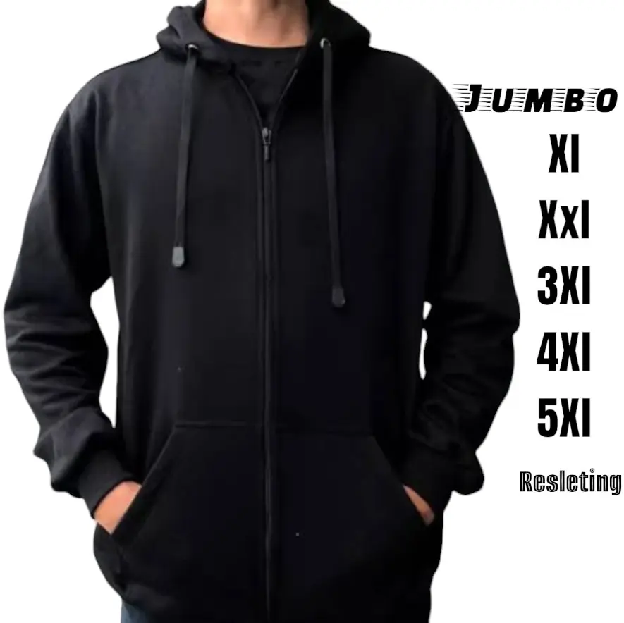 jacket swaiter resleting polos swaiter untuk pria/wanita size xl xxl 3xl 4xl 5xl Swaiter bahan fleace Hoodie Polos  Distro  Nyaman Jaket Zipper Sweater Ttebal Keren Fleece Lembut Hitam