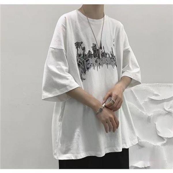 Bộ Đồ Áo Thun Nam, ngắn Tay, Dáng Rộng Vừa Vặn, Quần Áo Mùa Hè, Hợp Xu hướng Và Dễ Phối Đồ Phong Cách Hồng Kông, Tay Lửng Quần Thường Ngày Cho Nam, 12 Menswear 7