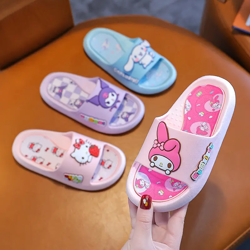 Authentic Sanrio - designed Anti - slip Wear - resistant Kids' Summer Indoor One - strap Slippers for Family Use