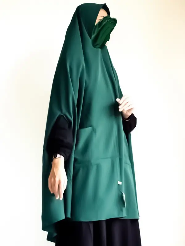 cozy khimar non pad jahit 4 lengan bolong Hitam Kerudung bergo jumbo khimar Syari Muslim Oval Jilbab Instan Wolfis Tangan 0