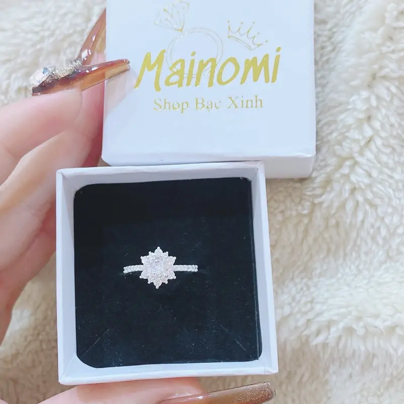 Nhẫn hoa mai 1 hàng bạc ta MAINOMI xinh xắn giá xưởng 7