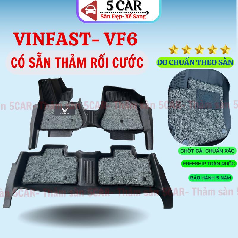  Thảm sàn nhựa 5D SẴN RỐI Dành Cho Xe Vinfast VF6 NHỰA TPE CÓ RỐI ĐÚC NGUYÊN KHỐI không mùi chuẩn khít form xe 