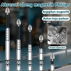 Set mata obeng silang magnetik anti selip untuk baja kekerasan tinggi, anti selip, universal untuk obeng dan bor listrik, dengan pegangan heksagonal dan mata obeng yang kuat