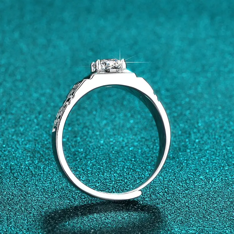 Cincin Pria Perak Sterling Silver 925 Terbaru Batu Berlian Moissanite Asli 2.0 CT Ring adjustable Perhiasan Pria Bersertifikat GRA 2