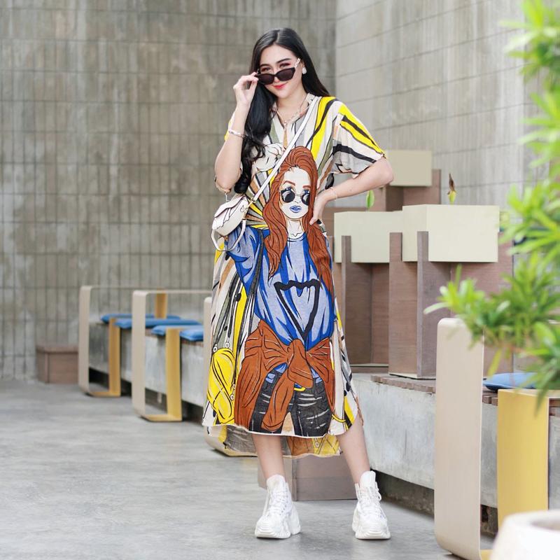 Daster Motif Karakter Kekinian viral girl face rocker 4