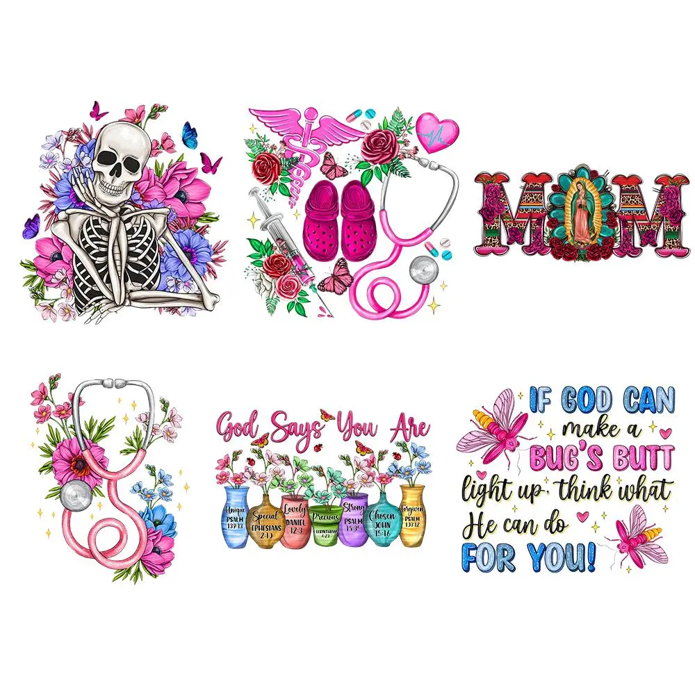 Iron on Transfer Sticker, 6 Counts/set Mixed Color Vinyl Heat Transfer Decals, DIY T-shirt & Clothing Decorations