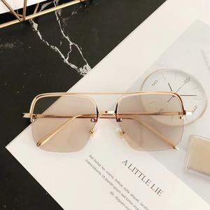 FSG17 cermin mata hitam klasik Unisex Rectangle separuh bingkai eropah Viral Western Spec Metal Spek Eyewear cermin mata cermin mata lelaki perempuan Unisex Eyewear Semi Rimless Spec Glasses