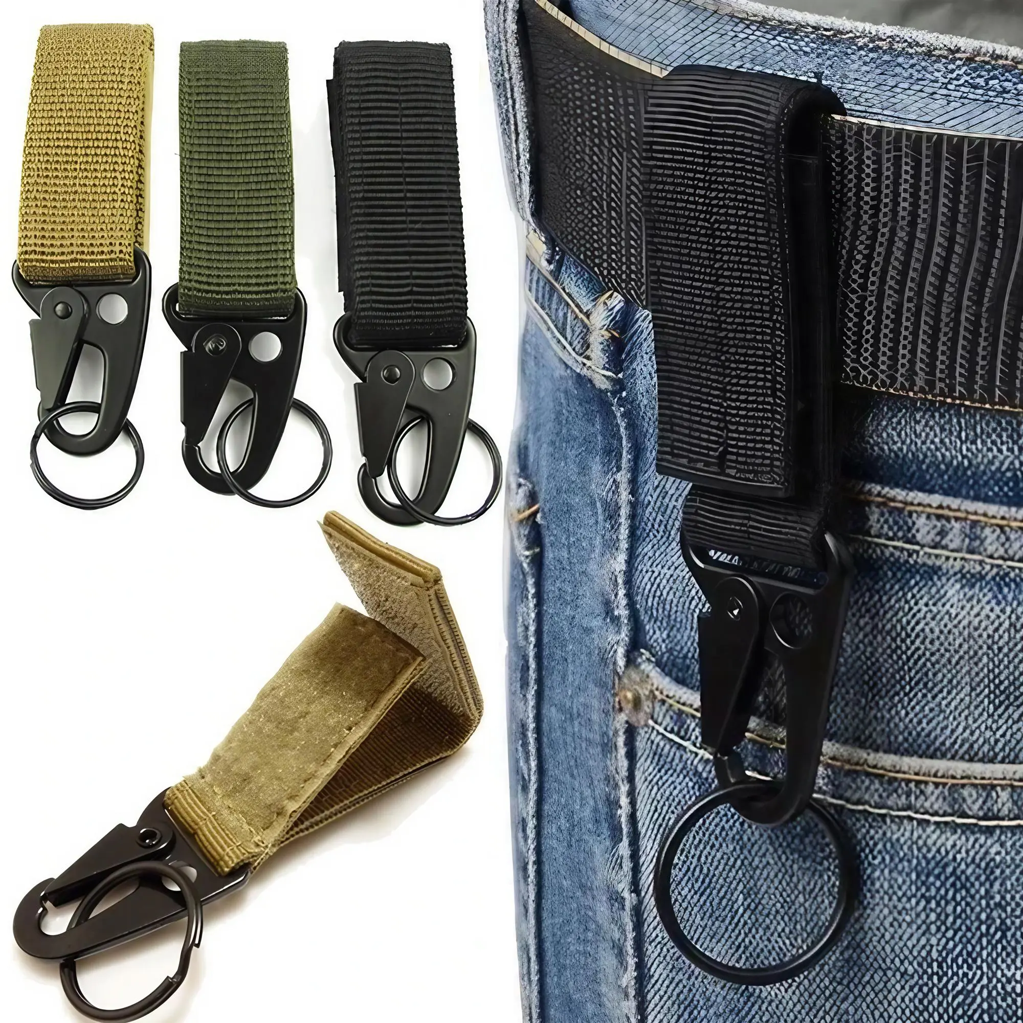 Tactical Equipment Clip, Nylon Waistband Fixing Clip, Climbing Buckle, Standard Keychain Fixing Chain, Quick Release Outdoor Activity Hook