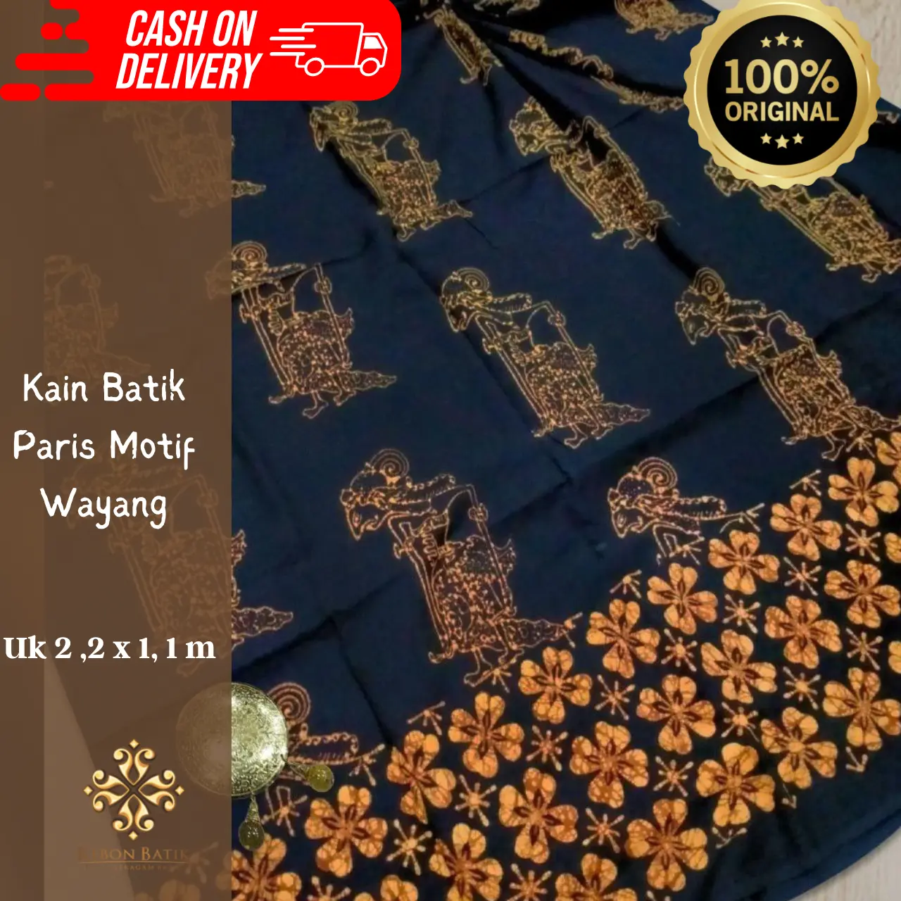 KAIN BATIK Paris Warna Coklat Motif Wayang untuk Bahan Baju Kondangan Kantor 22012001