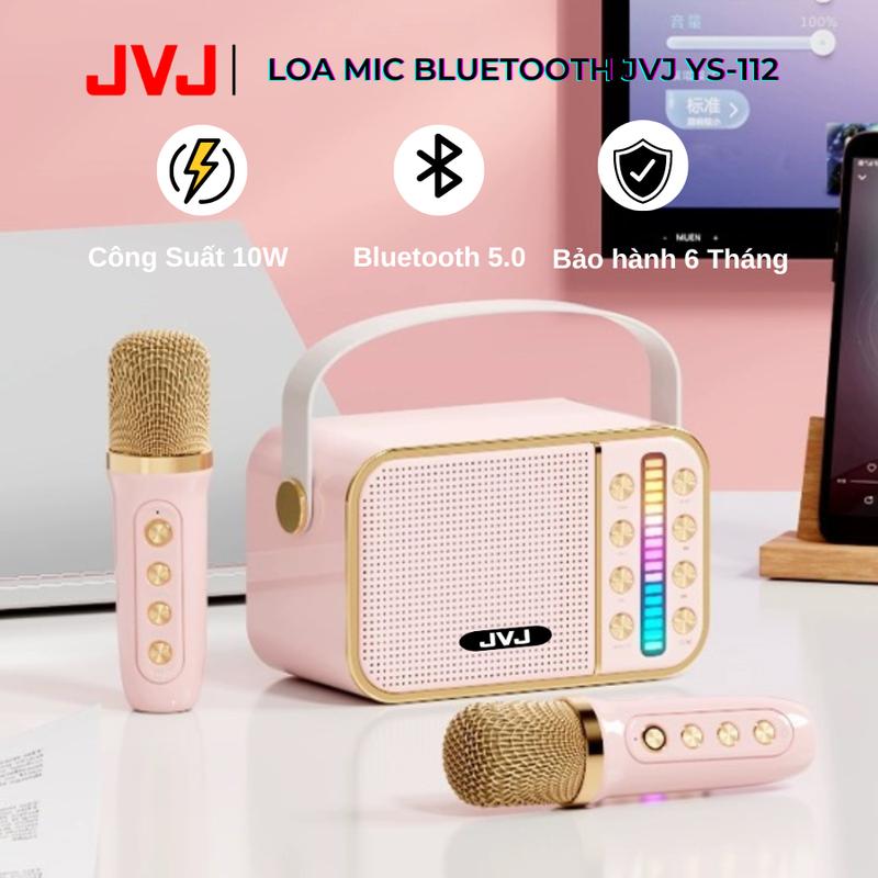 Loa bluetooth karaoke JVJ YS-112 2 mic Không dây, công suất 10W - Loa bluetooth karaoke YS 112 mini - Bảo hành chính hãng 6 Tháng
