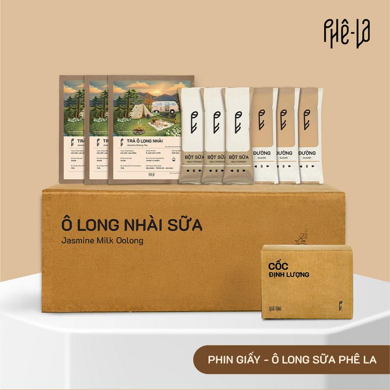 Trà Phin Giấy Phê La - Vị Nhài Sữa trà oolong Nhài Sữa trà phin giấy ô long hộp 10 gói x 10gr
