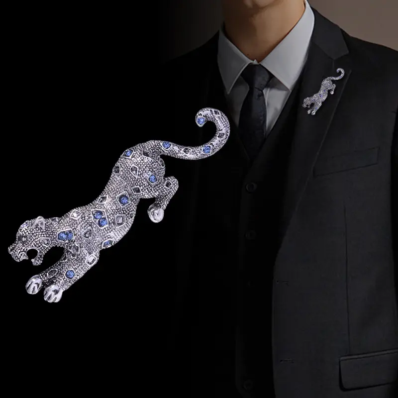 Domineering Retro Cheetah Leopard Pin Men's Personalized Three-dimensional Animal Chest Flower Jacket Accessories