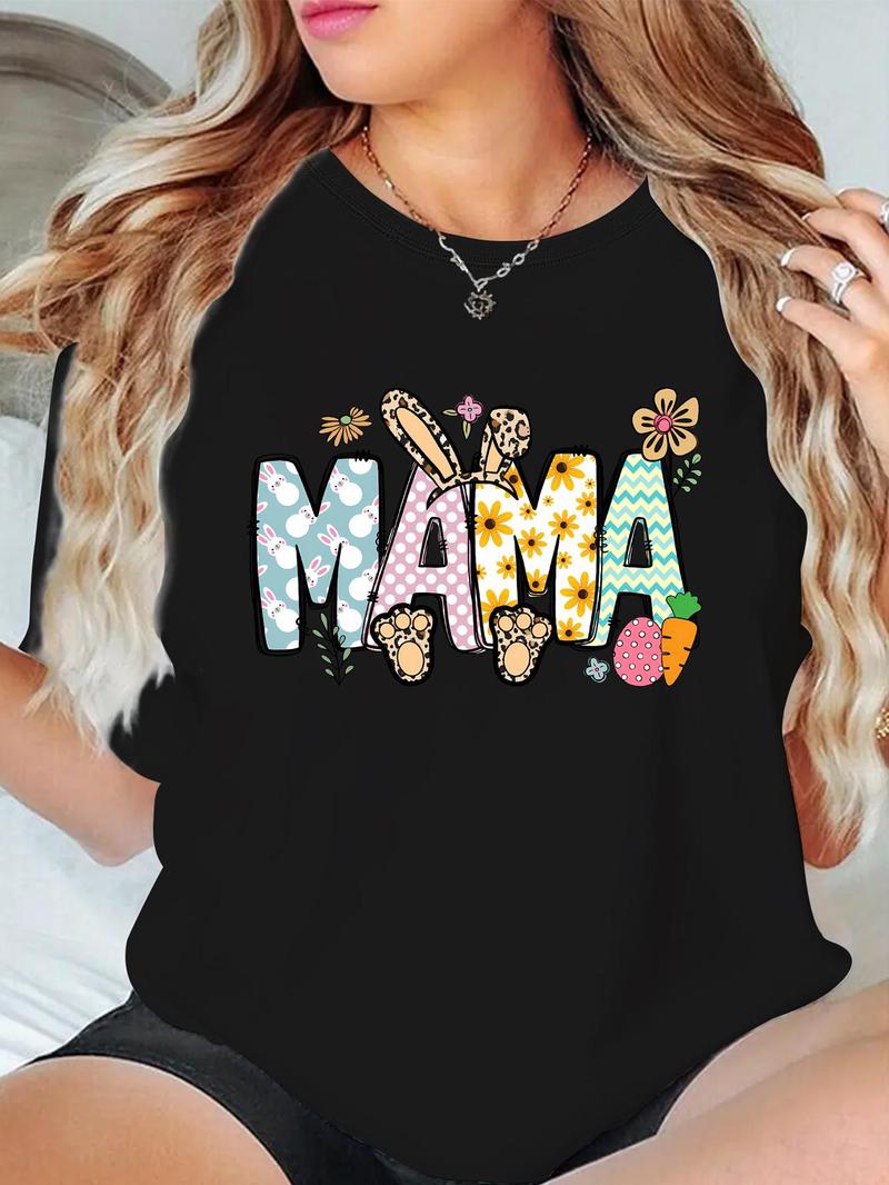 Product Introduction of Women's Letter Print Round Neck Tee, Fashion Casual Crew Neck T-shirt for Daily Holiday Vacation Outdoor Wear, Ladies Clothes for Summer 3