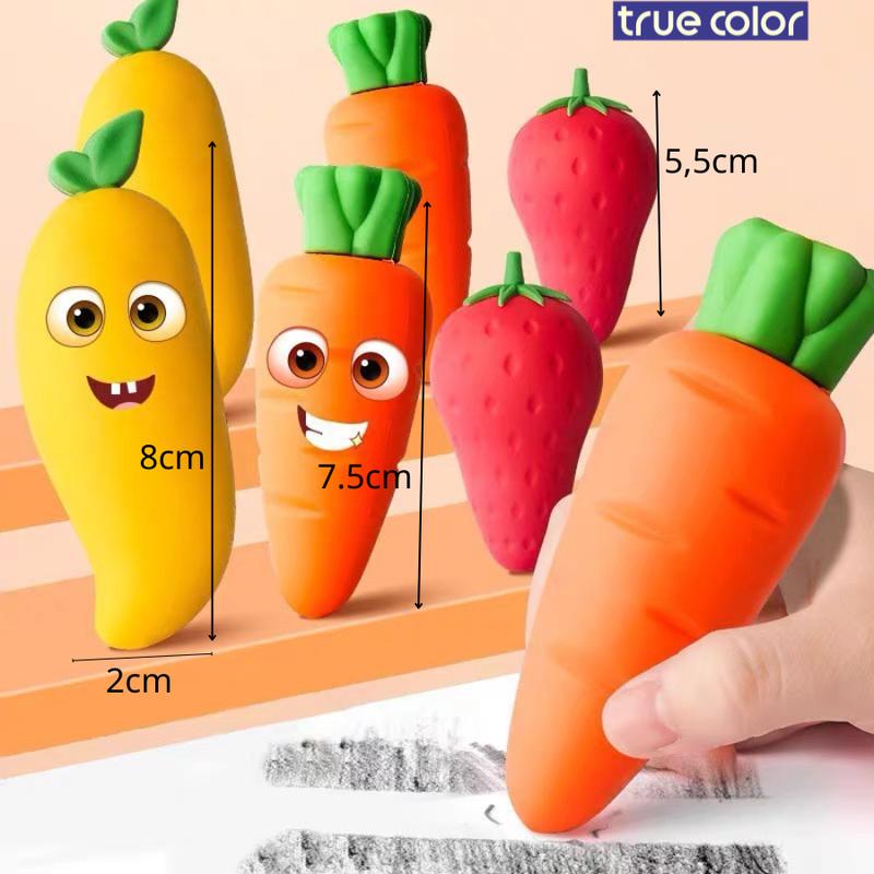 Gôm tẩy hoa quả khổng lồ Cục tẩy chì dâu tây xoài cà rốt - Tẩy sạch nhanh không mòn giấy dành cho bé bút xóa cục tẩy