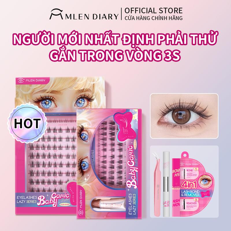 Mlen Diary Mi giả Anime Hoạt Hình Mi Giả Tách Sợi, Mi Cụm Dễ Dùng, Mi Gắn Ăn Ảnh, Mi Giả Chùm 3 Cụm, Sợi Mi Mảnh, Mi Chùm Có Thể Tái Sử Dụng Được Nhiều Lần Trang Điểm Cosmetic