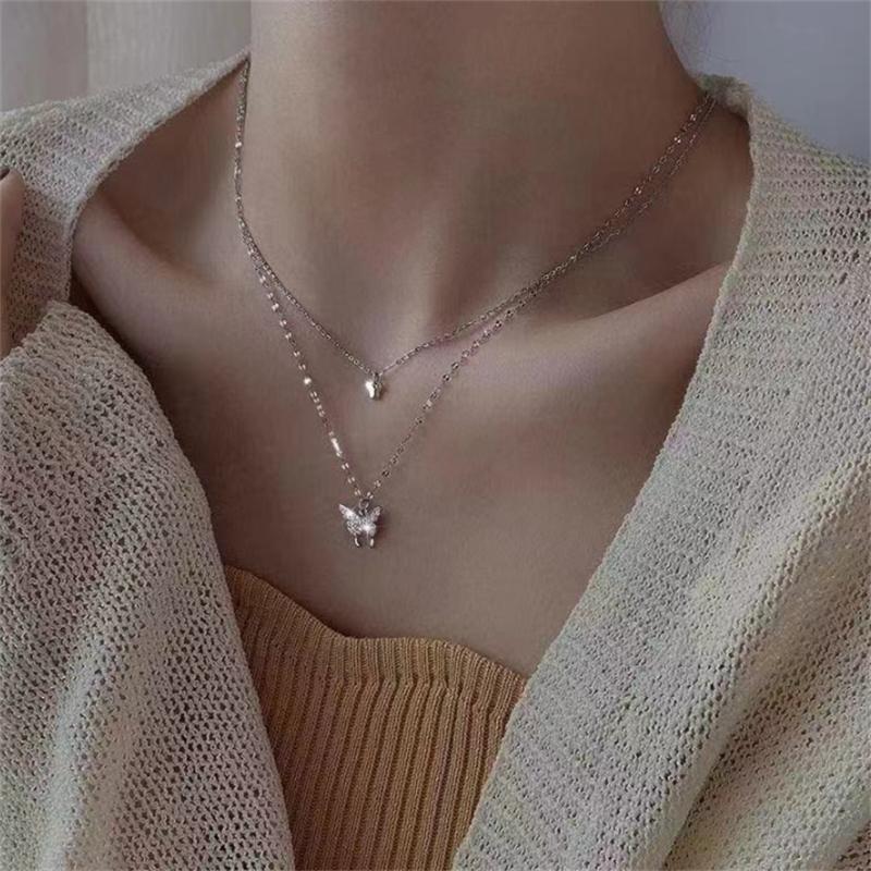 Vòng Cổ Mặt Dây Chuyền Mặt Bướm, Thiết Kế Đôi, Thời Trang Nữ, Độc Đáo, Thích Hợp Cho Bé Gái, Vòng Cổ Dây Chuyền Xương Đòn 8