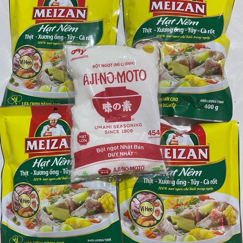 [ Mua 4 tặng 1] 4bịch hạt nêm meizan 400gr tặng 1 bịch bột ngọt Ajinomoto 454gr hạt lớn