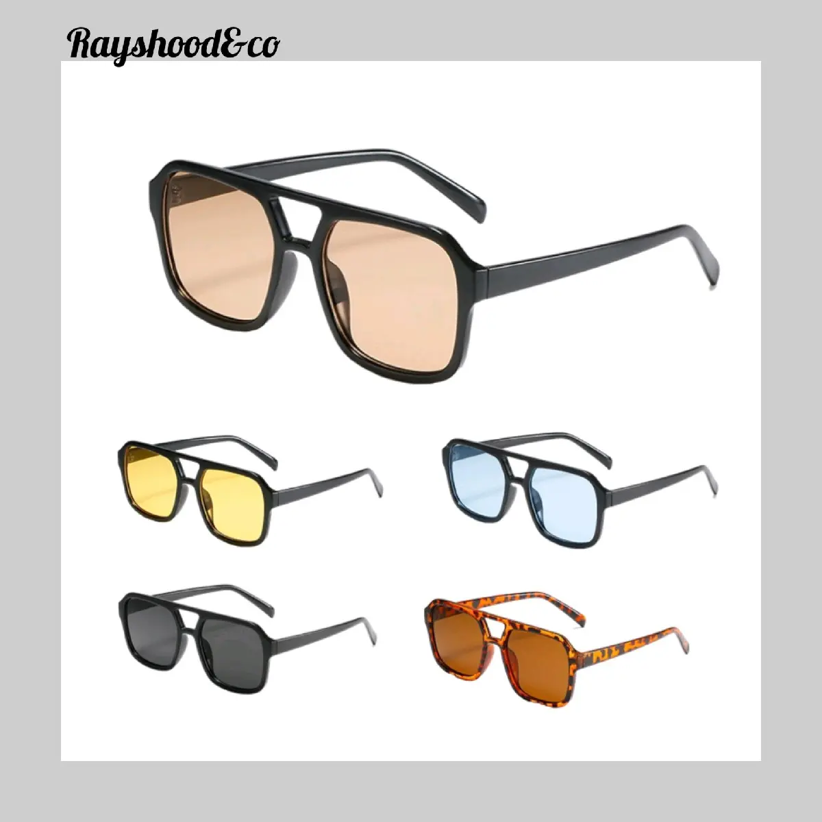 kacamata Korean frame besar Aviator kacamata retro hitam pria wanita kotak kekinian