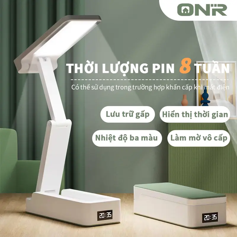 [ORN]]-Đèn Bàn Nhỏ Đùng Trong Phòng Ngủ, Có Thể Gấp Gọn, Điều Chỉnh Anh Sáng, Đèn LED Bảo Vệ Mắt