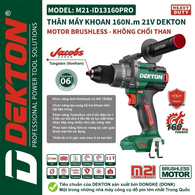 THÂN MÁY KHOAN PIN 160N DEKTON - ID13160PRO/160N /3 Chức Năng - Chân Pin Phổ Thông- Chuyên Rút Lõi - Chuyên Công Trình