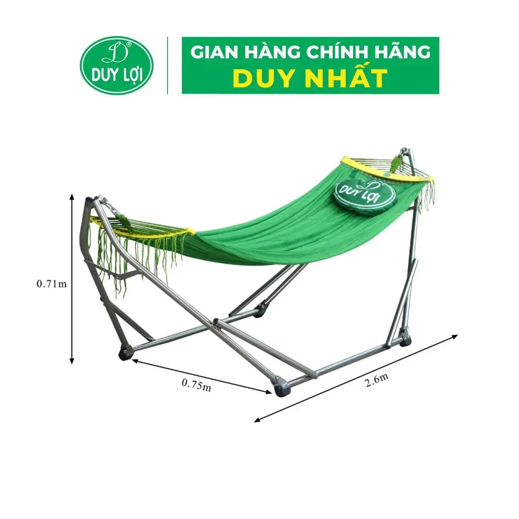 Võng xếp Duy Lợi chính hãng Việt Nam kiểu quá sướng có kèm lưới và khung cỡ lớn bền đẹp.