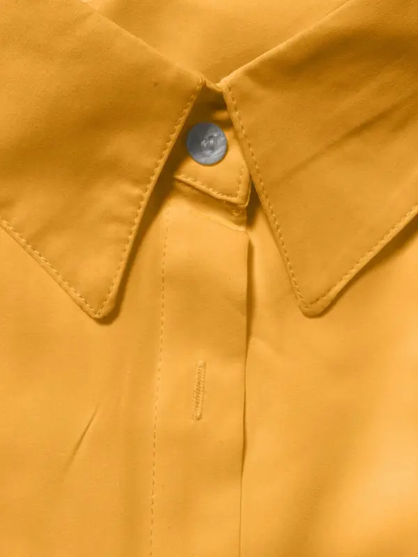 Women's Plain Button Front Shirt, Casual Curved Hem Long Sleeve Collared Top for Spring & Fall, Ladies Clothes for Daily Wear 3