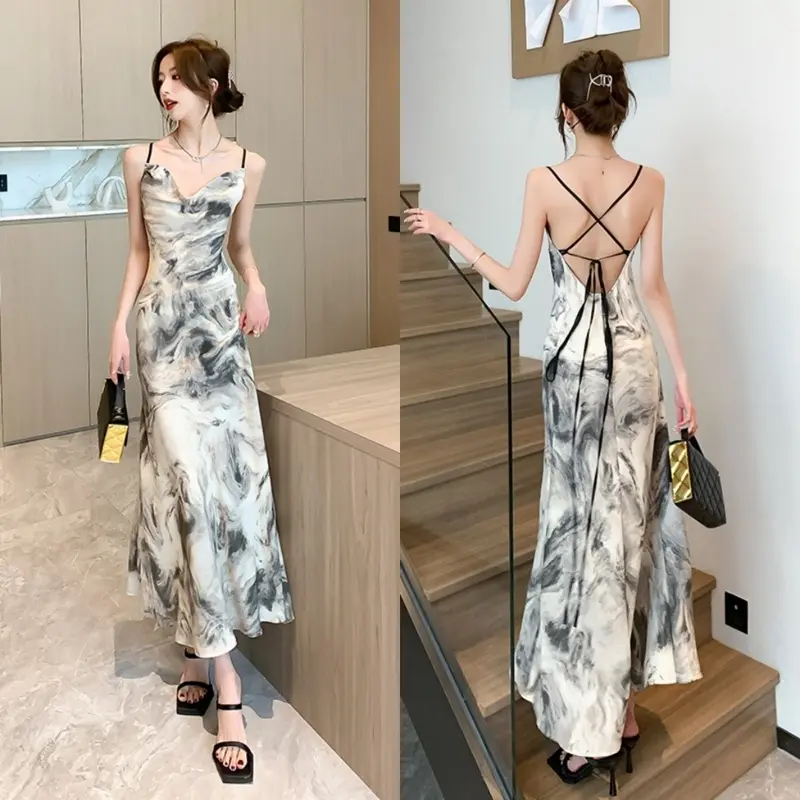 7873 midi dress putih cantik ke pantai press body tanpa lengan motif bunga wanita korean style gaun pesta mewah elegan import 2