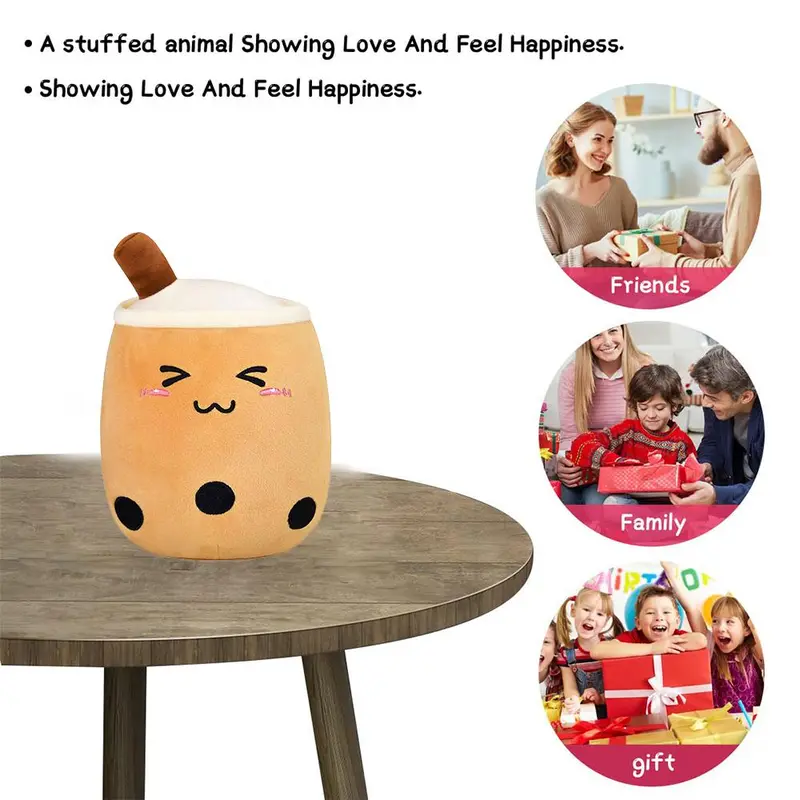 Cute Milk Tea Cup Design Plush Toy, Soft Stuffed Teacup Pillow, Kawaii Cartoon Stuffed Toy for Family and Friends, Home Decoration, Gift for Her, Men's Gift 8