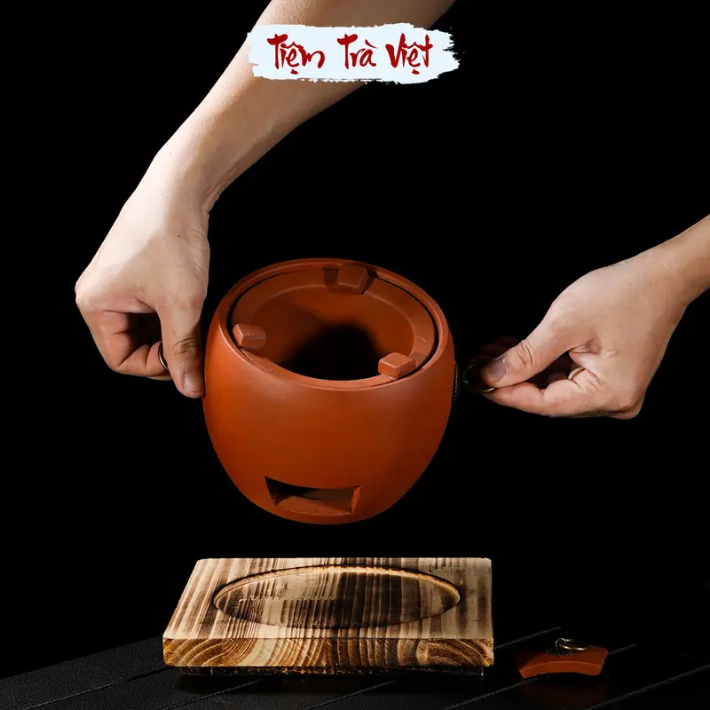 Bếp gốm pha trà Triều Châu từ đất sét đỏ, hỏa lò bàn trà lõi rời có thể thay lõi điện 1