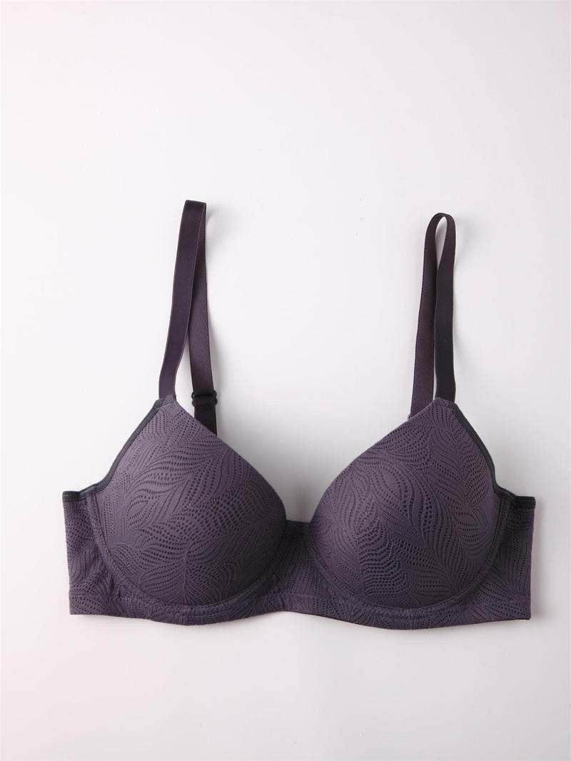Product Introduction of Women's Leaf Pattern Underwire Bra, Breathable Comfortable Push Up Bra, Soft Lingerie for All Seasons 1