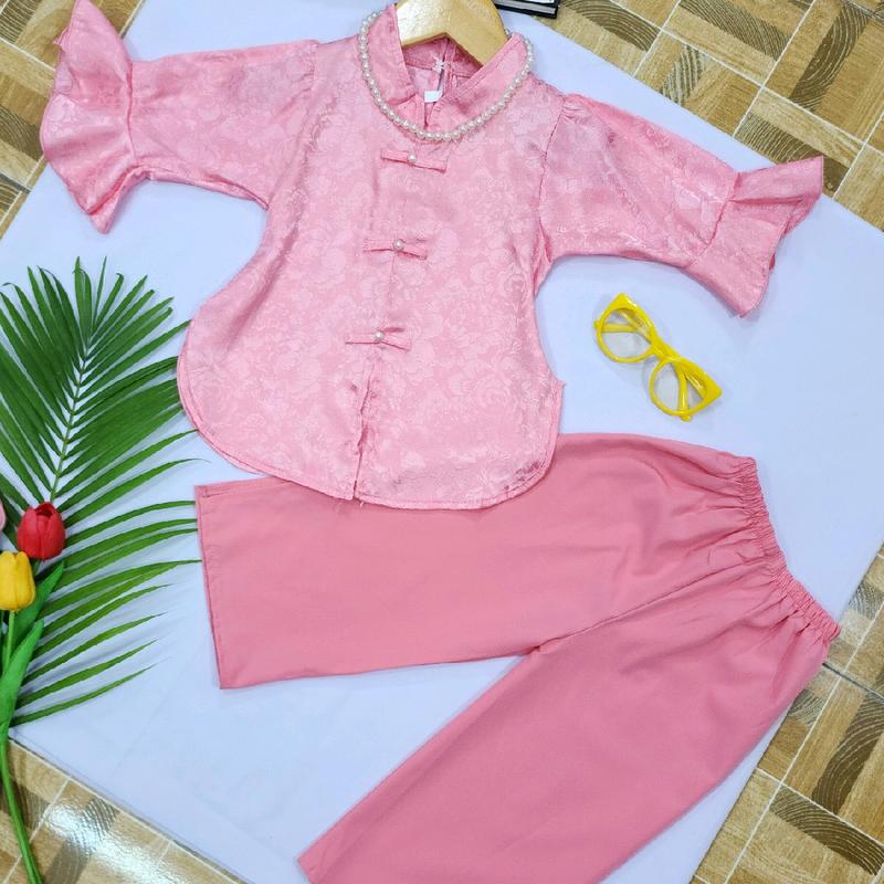   9-33kg  Bộ bà ba gấm tay loe  mua 2 bộ kèm 1 vòng ngọc  