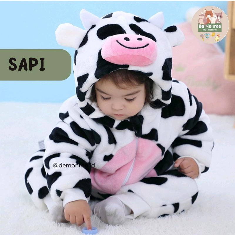 Size 100 ( 18-24 Bulan ) GROSIR MURAH De Monroe Baju Bayi dan Anak Baju Tidur Kostum Bayi Binatang Jumper Animal Romper Onesie Cewek Cowok Harimau dll Kids 2