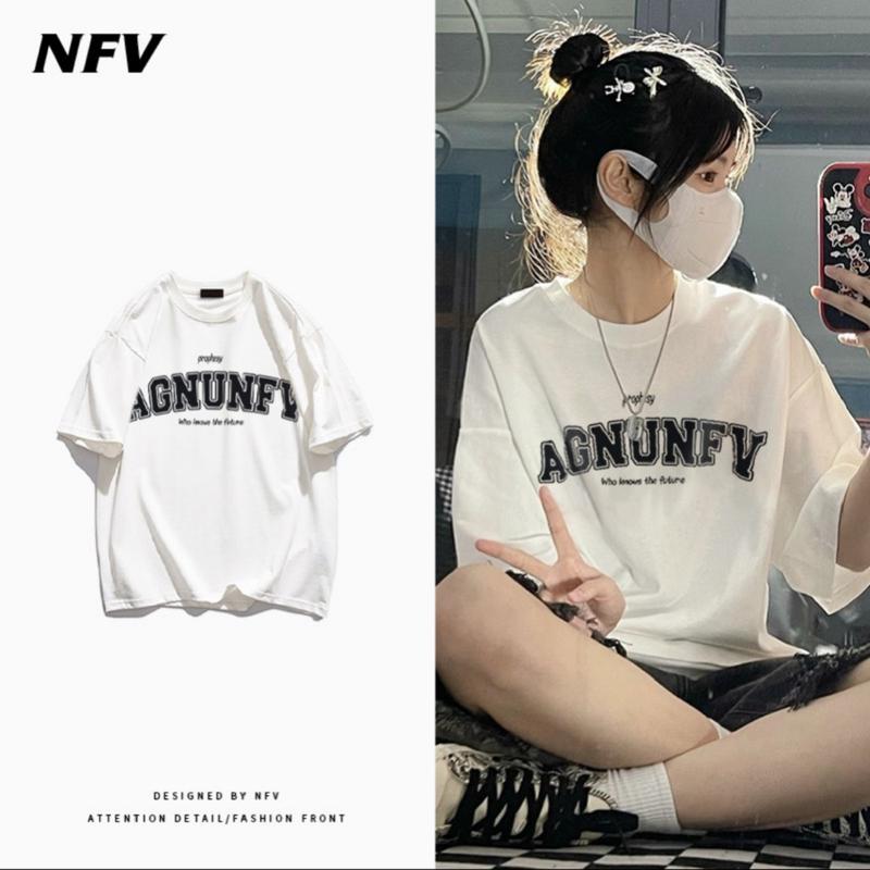 Áo phông 3158 chữ AGNUNFY ,Dành cho nam nữ,chất cotton khô,thoáng mát,freesz Top Cổ Tròn Cotton Women
