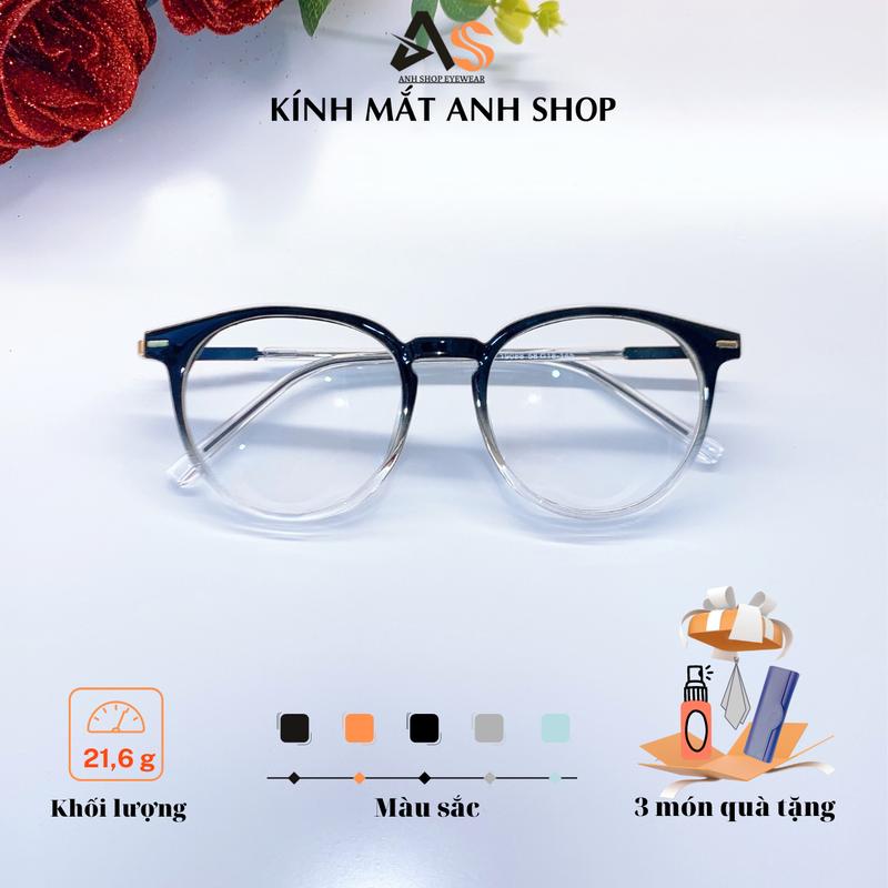  Gọng kính tròn thời trang kiểu to nhựa kết hợp càng hợp kim 19088A 