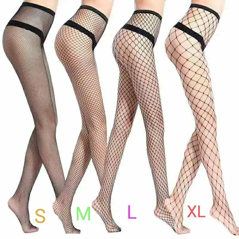 High-Rise Fishnet Design Stockings Womenswear Sock Lingerie Comfort ...