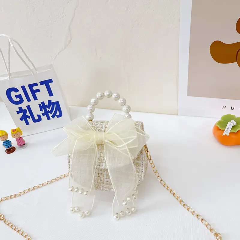 [Nhiều màu] Túi nơ voan quai ngọc sang chảnh dự tiệc dễ thương Ví đựng đồ mini cho bé gái sang chảnh 8