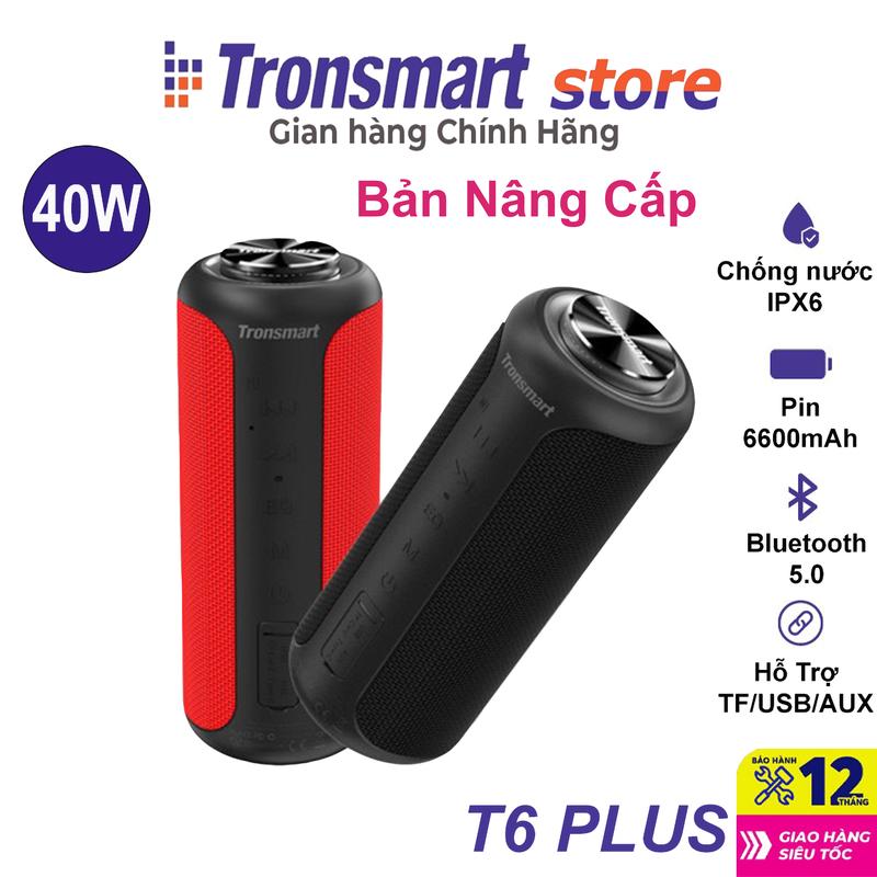 Loa Bluetooth 5.0 Tronsmart T6 Plus Upgrade | Loa Di Động Công Suất Tối Đa 40W | Âm Bass Sâu | Chống Nước IPX6 | Hỗ Trợ TWS Thẻ TF Micro AUX USB - Bảo hành chính hãng 12 tháng loa bluetooth đèn sóng nước Củ Loa Nghe Nhạc