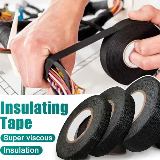 15m Black Tape Adhesive Cloth Automotive Wiring Harness Tape Car Auto ...