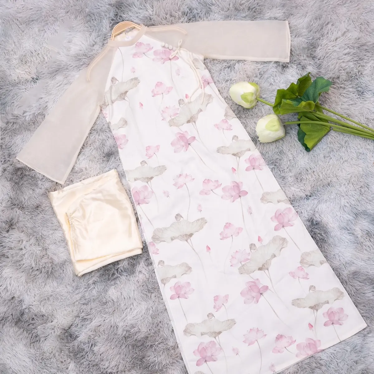Áo sen in hoạ tiết dáng suông