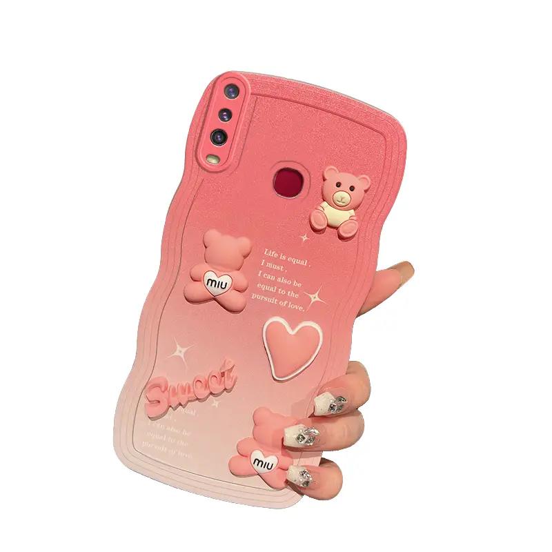  Ốp Điện Thoại Thiết Kế Hình Gấu 3D Dễ Thương Và Đơn Giản Ốp Bốn Màu Tương Thích Với Vivo Y11 Y20 Y20i Y15 Y12 Y12S Y12A Y20S Y17 Y1S Y91C V11 Pro Y85 V9 Y19 V20 Pro Y53 V5 Y83 Y81 Y81i V15 U10 Ốp Lưng Phụ Kiện Case 