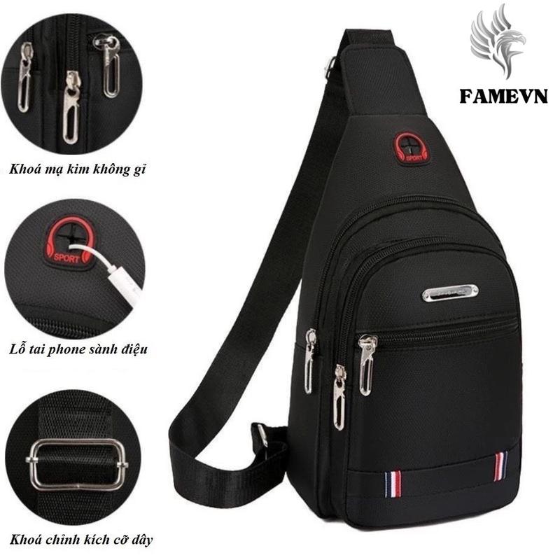 [FREE SHIP] Túi đeo chéo nam nữ TC01 vải CANVAS, có lỗ riêng cho tai nghe, túi có 3 ngăn riêng biệt, dây đeo có thể tuỳ chỉnh Canvas Trơn Bag Túi Bao Tử khóa kéo waistbag túi messenger đa chức năng arm  bag