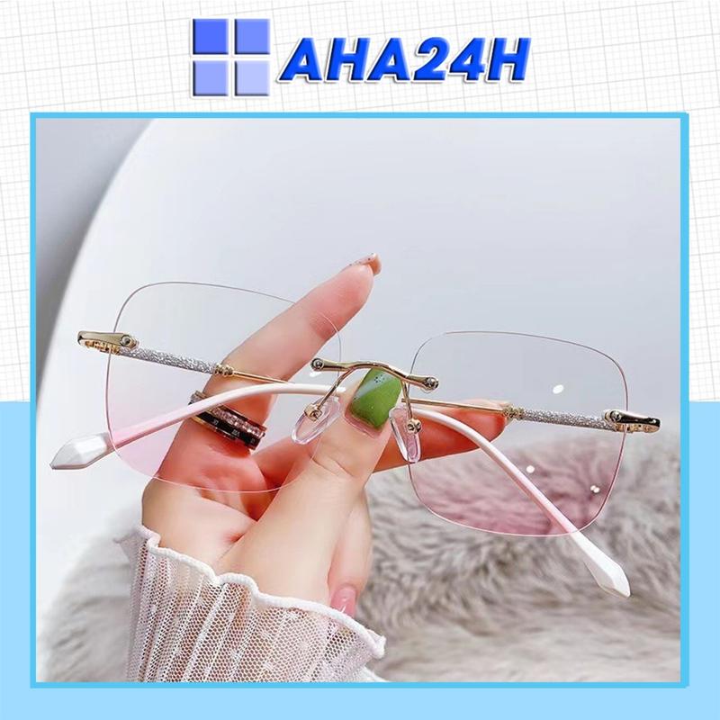 Mắt kính má hồng không viền thời trang AH1891 gọng kim loại cao cấp unisex Kính Mắt Nữ
