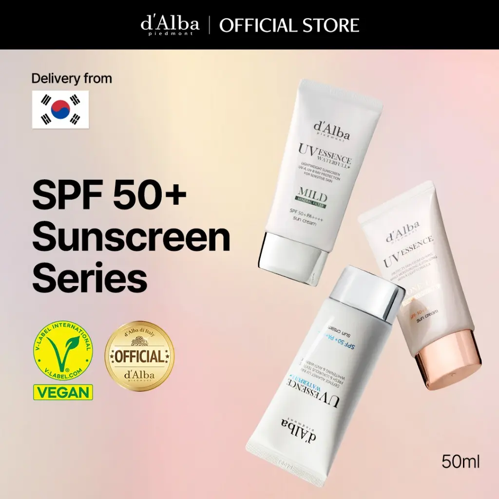 [Official] d'Alba_Store Italian White Truffle Waterfull Essence Sunscreen Series 50ml (SPF50+ PA++++ Vegan) Sun Block, Tone Up, Mild, Essence, Gentle and Safe Use Sunscreen