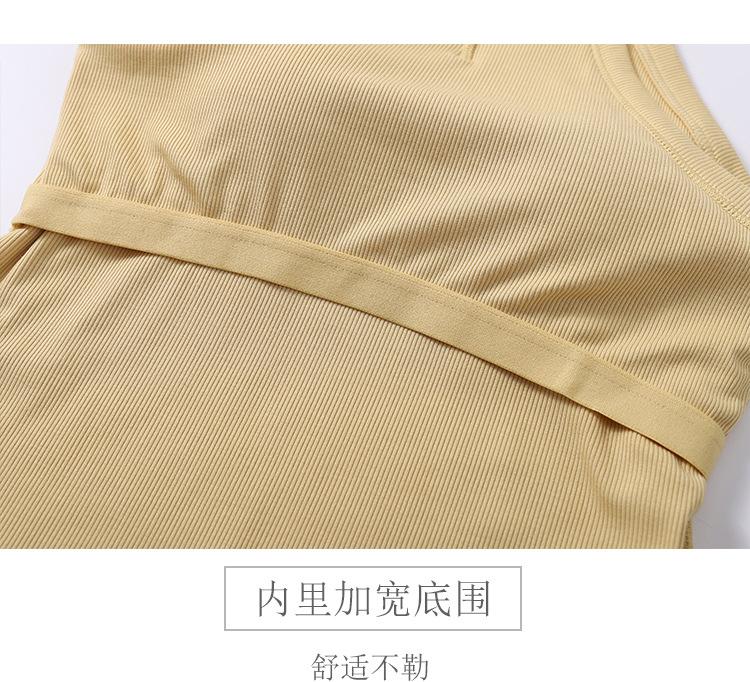 Product Introduction of Halter Vest with Chest Pad for Women Slim Fit Inner Wear One-Piece Cup Spaghetti Straps Outerwear Yoga Beauty Back Long Sleeveless Top Summer Womenswear Lingerie 12